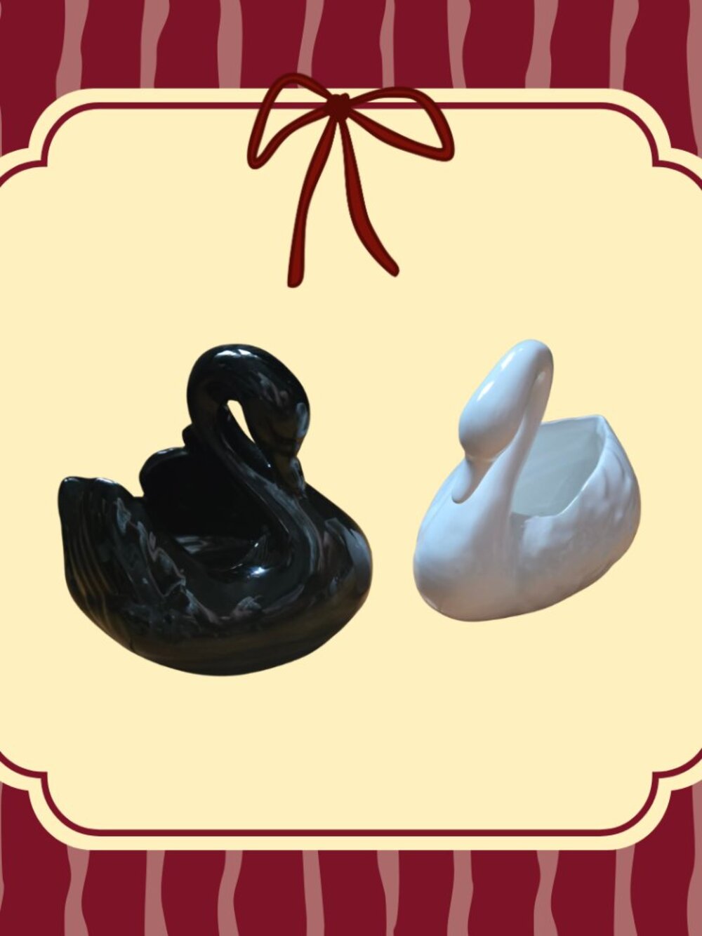 Black & White Ceramic Swans | Set of 2